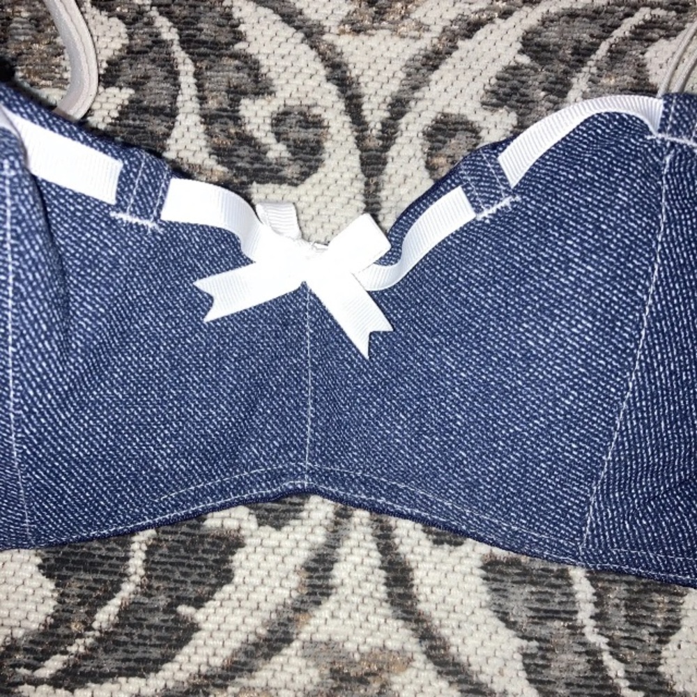 Chantal Thomass Victoria's Secret Denim Ribbon Cheeky Panties S & Bra 34B Set - Picture 2 of 13